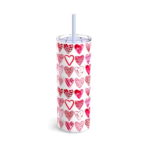 New Heart Skinny Matte Tumbler, 20oz, Gift for her,Mini Tumbler, Heart Pattern - Picture 1 of 1